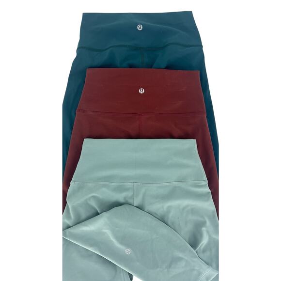 Lululemon Legging Bundle – 3 Pairs (Teal, Red, Light Green) Size 6 - Picture 1 of 14